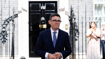 Prime Minister Andy Burnham arrives at 10 Downing Street